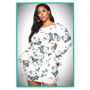 🆕 PLUS SIZE ➕ FLORAL PRINT DESIGN MINI DRESS